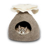 Dharma Dog Karma Cat Panier en laine Cave Bouquet, Naturel/Blanc