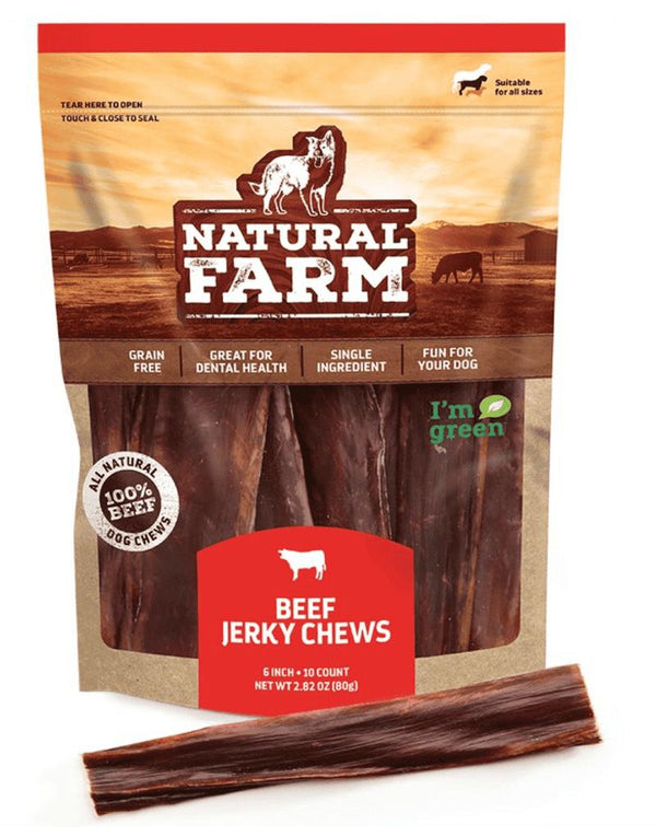 Natural Farm Beef Jerky Chews Dog Treats, 6-in