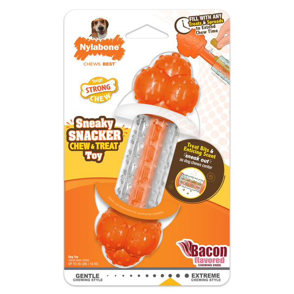 Nylabone Sneaky Snacker Dog Treat Toy, Bacon