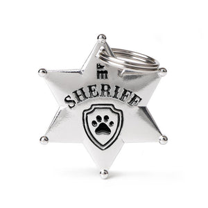 MyFamily Bronx White Bronze Sheriff Badge Pet ID Tag, Medium