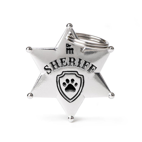MyFamily Bronx White Bronze Sheriff Badge Pet ID Tag, Medium