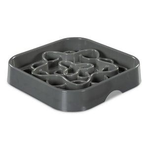 Messy Mutts Mangeoire interactive carrée pour chien, gris frais