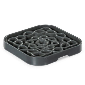 Messy Mutts Mangeoire interactive carrée pour chien et chat, gris frais