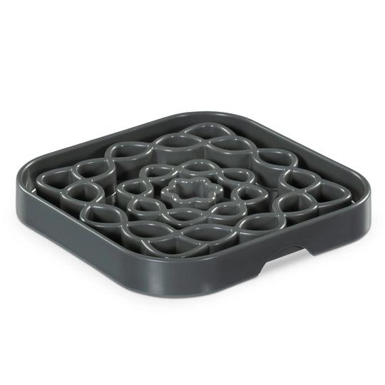 Messy Mutts Mangeoire interactive carrée pour chien et chat, gris frais