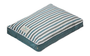 Happy Tails Comfort Plaid Cloud Dog Bed, Turquoise/Gray Stripe