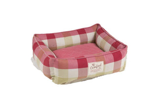 Happy Tails Comfort Plaid Cloud Cuddler Dog Bed, Cranberry Plaid