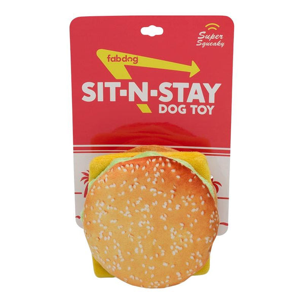 fabdog Jouet Squeaky Sit N' Stay Cheeseburger pour chiens