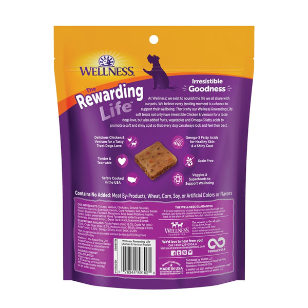 Wellness Grain-Free The Rewarding Life Chicken & Venison Soft & Chewy Dog Treats, 6-oz