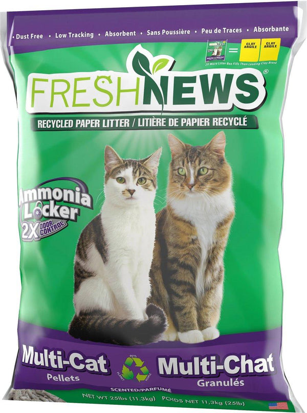 Fresh News Litière parfumée non agglomérante en granulés pour chats multiples