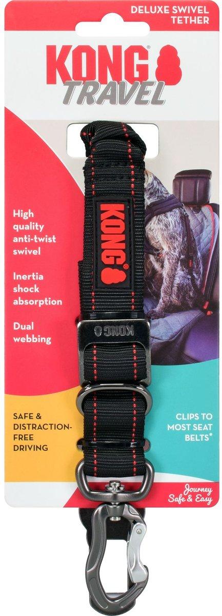 KONG Deluxe Swivel Tether Dog Safety Belt, Black/Red