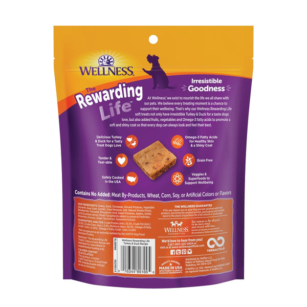 Wellness Grain-Free The Rewarding Life Turkey & Duck Soft & Chewy Dog Treats, 6-oz