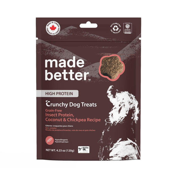 Made Better Friandises sans céréales pour chiens, Protéines d'insectes, Noix de coco et Pois chiches