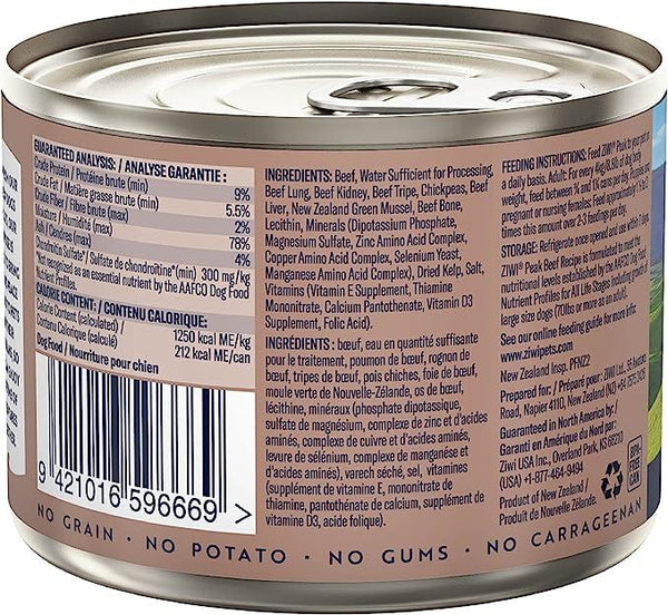ZIWI Peak Beef Recipe Wet Dog Food Can