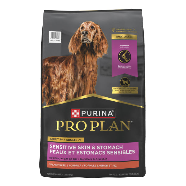Purina Pro Plan Croquettes pour chiens 7+ Peau sensible & estomac sensible Saumon & Riz