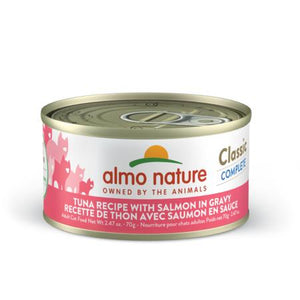 Almo Nature Classic Complete Tuna Recipe with Salmon in Gravy Wet Cat Food Can