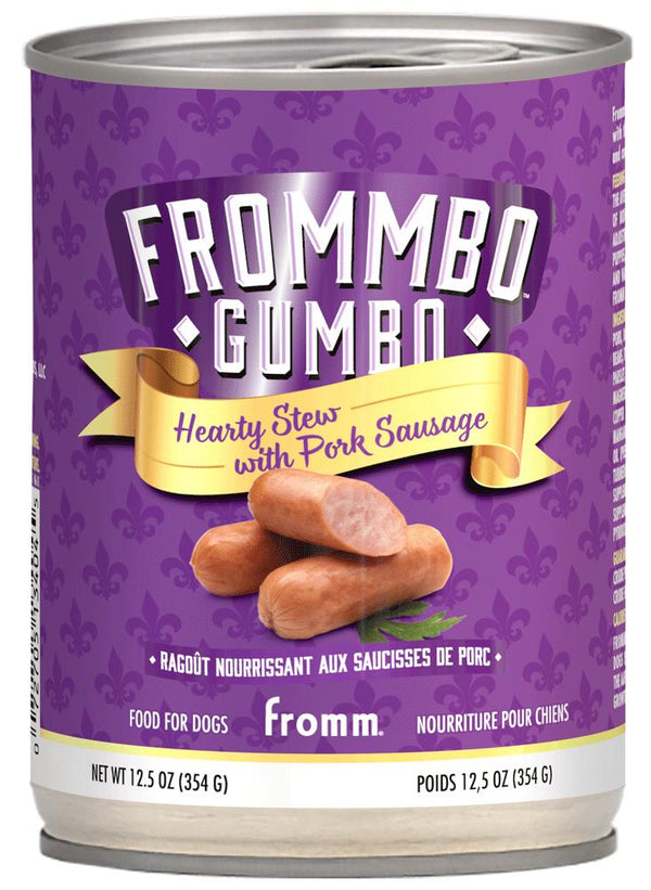 Fromm Frommbo Gumbo Hearty Stew with Pork Sausage Wet Dog Food Can