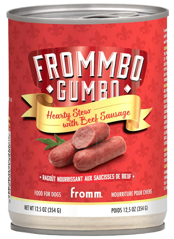 Fromm Frommbo Gumbo Hearty Stew with Beef Sausage Wet Dog Food Can