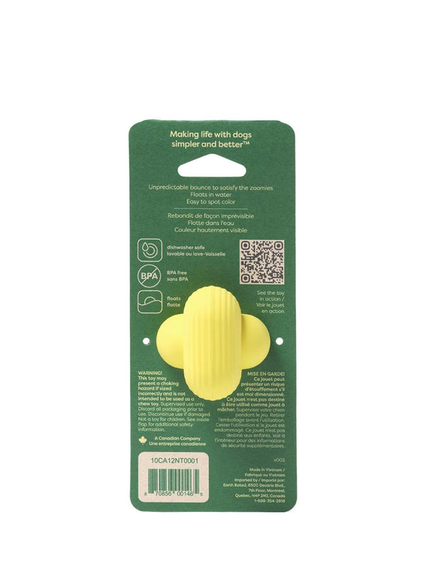 Earth Rated Natural Rubber Fetch Dog Toy, Yellow