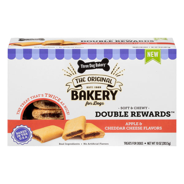 Three Dog Bakery Friandises pour chiens Double Rewards Pomme & Fromage Cheddar