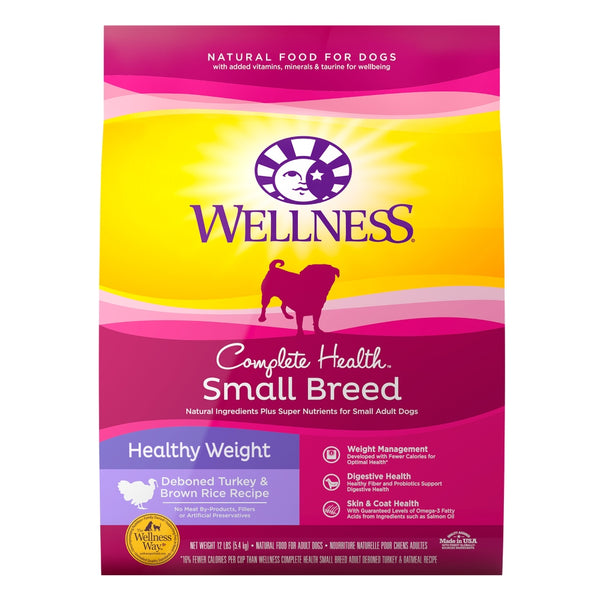 Wellness Complete Health Small Breed Adult Healthy Weight Turkey & Brown Rice Dry Dog Food