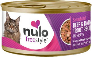Nulo Cat Freestyle Shredded Beef & Rainbow Trout in Gravy Grain-Free Canned Cat & Kitten Food