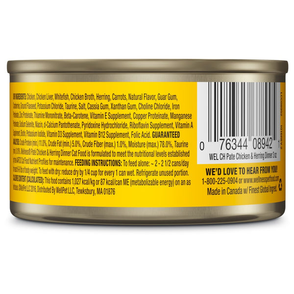 Wellness Complete Health Pate Chicken & Herring Formula Grain-Free Wet Cat Food Cans