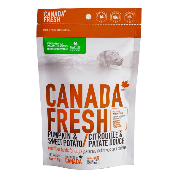 PetKind Canada Fresh Citrouille et Patate douce séché à l'air friandises fraîches pour chiens