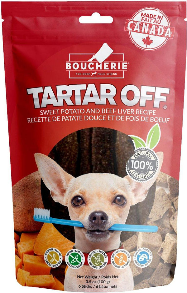 foufouBRANDS Boucherie Tartar Off Sweet Potato & Beef Liver Dental Dog Treats