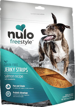 Nulo Dog Freestyle Grain-Free Salmon Recipe With Strawberries Jerky Dog Treats, 5-oz