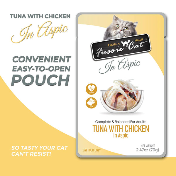 Fussie Cat Premium Tuna with Chicken in Aspic Wet Cat Food Pouch