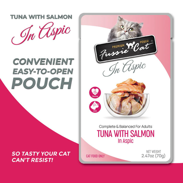 Fussie Cat Premium Tuna with Salmon in Aspic Wet Cat Food Pouch