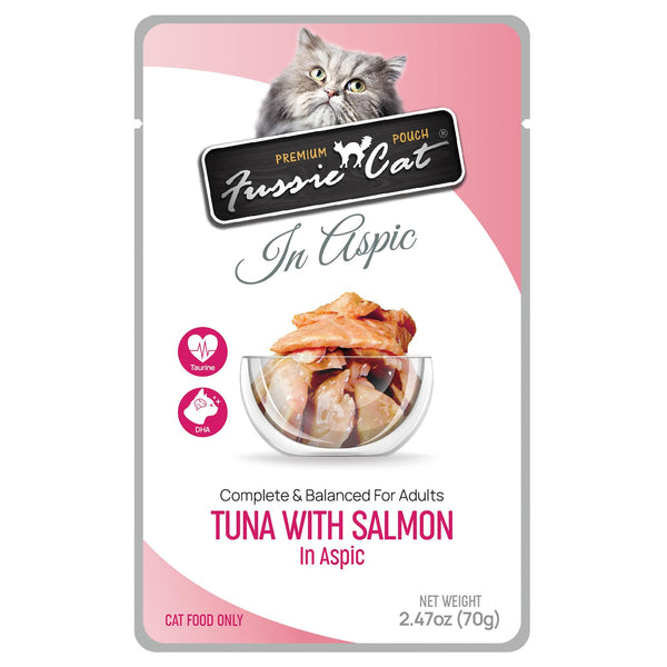 Fussie Cat Premium Tuna with Salmon in Aspic Wet Cat Food Pouch
