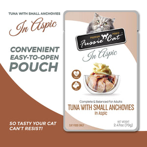 Fussie Cat Premium Tuna with Small Anchovies in Aspic Wet Cat Food Pouch