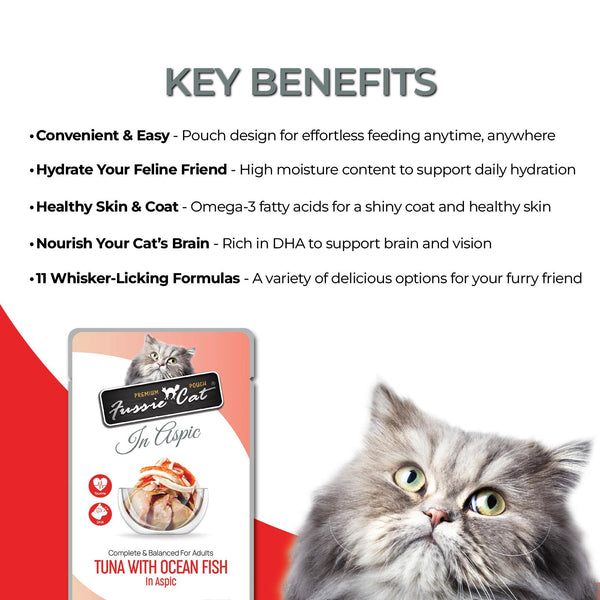 Fussie Cat Premium Tuna with Ocean Fish in Aspic Wet Cat Food Pouch
