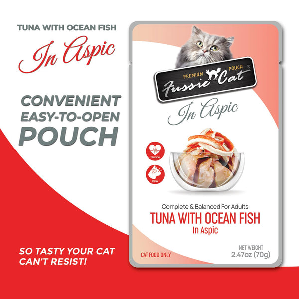 Fussie Cat Premium Tuna with Ocean Fish in Aspic Wet Cat Food Pouch