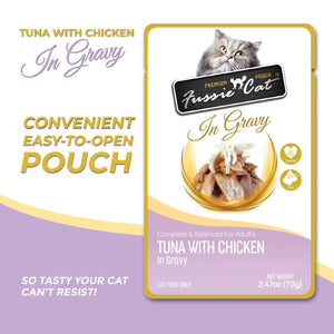 Fussie Cat Premium Tuna with Chicken in Gravy Wet Cat Food Pouch