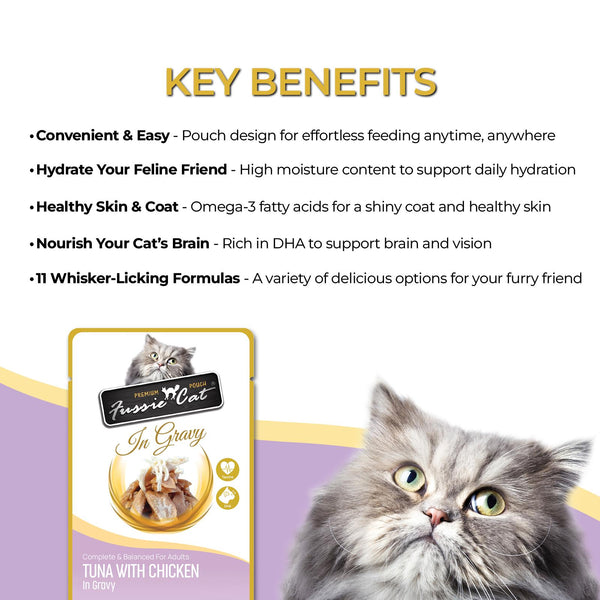 Fussie Cat Premium Tuna with Chicken in Gravy Wet Cat Food Pouch