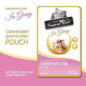 Fussie Cat Premium Chicken with Tuna in Gravy Wet Cat Food Pouch