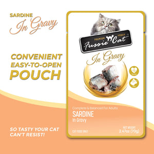 Fussie Cat Premium Sardine in Gravy Wet Cat Food Pouch