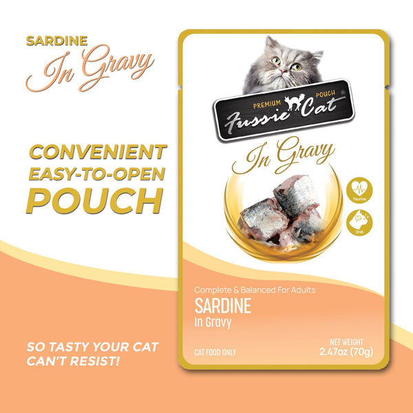 Fussie Cat Premium Sardine in Gravy Wet Cat Food Pouch