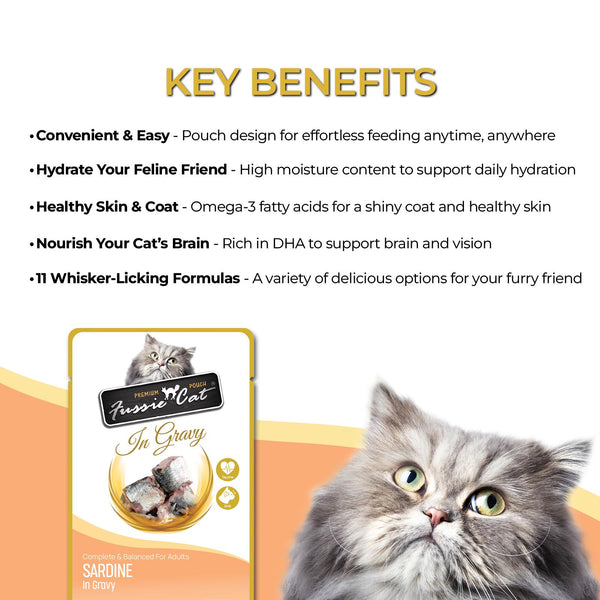 Fussie Cat Premium Sardine in Gravy Wet Cat Food Pouch