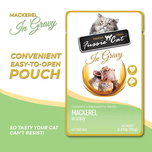 Fussie Cat Premium Mackerel in Gravy Wet Cat Food Pouch