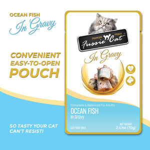 Fussie Cat Premium Ocean Fish in Gravy Wet Cat Food Pouch