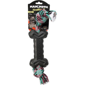 Mammoth TireBiter II Bone with Rope Dog Toy, Black