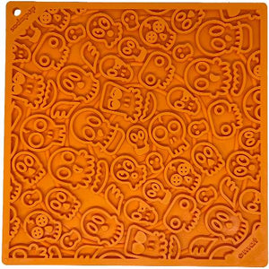 SodaPup eMat Zombie tapis à lécher d'enrichissement design Zombie Slow Feeder pour chien, Orange