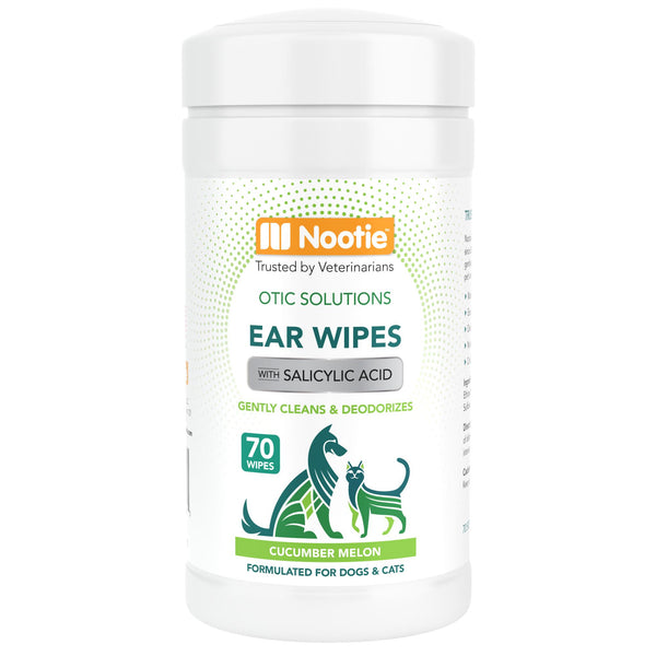 Nootie Cucumber Melon Ear Wipes for Dogs & Cats, 70-count
