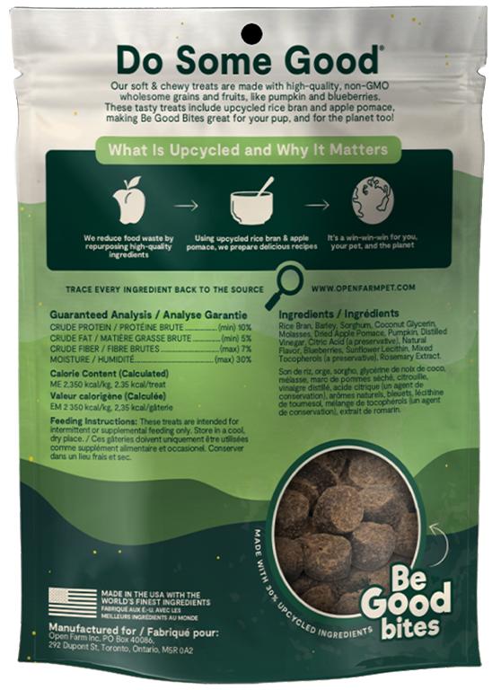 Open Farm Be Good Bites Friandises pour chiens Recette végétale avec potiron