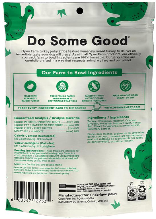 Open Farm Jerky Strips Turkey Recipe Grain-Free Dog Treats