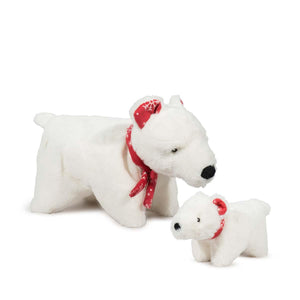 HuggleHounds Jingle all the Way Snowy Polar Bear Squooshie Dog Toy
