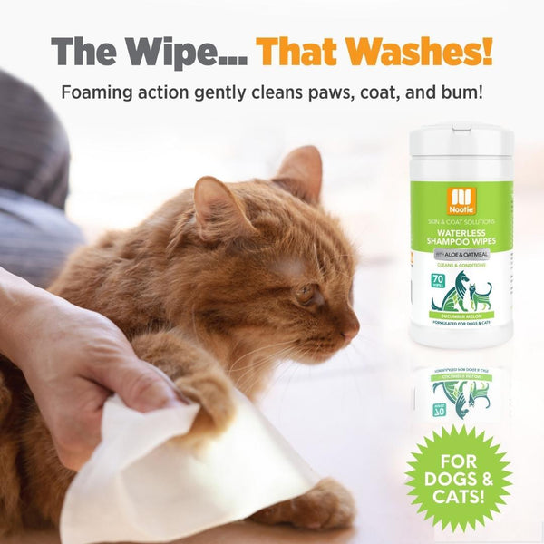 Nootie Cucumber Melon Waterless Shampoo Wipes for Dogs & Cats, 70-count